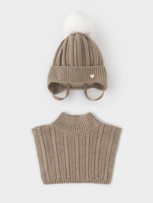 Комплект вязаный для девочки, артикул: КВ 22013/ш, цвет: бежевый